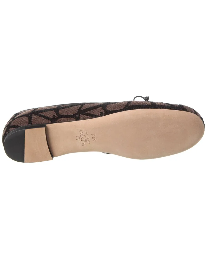 Valentino Toile Iconographe Canvas & Satin Ballerina Flat
