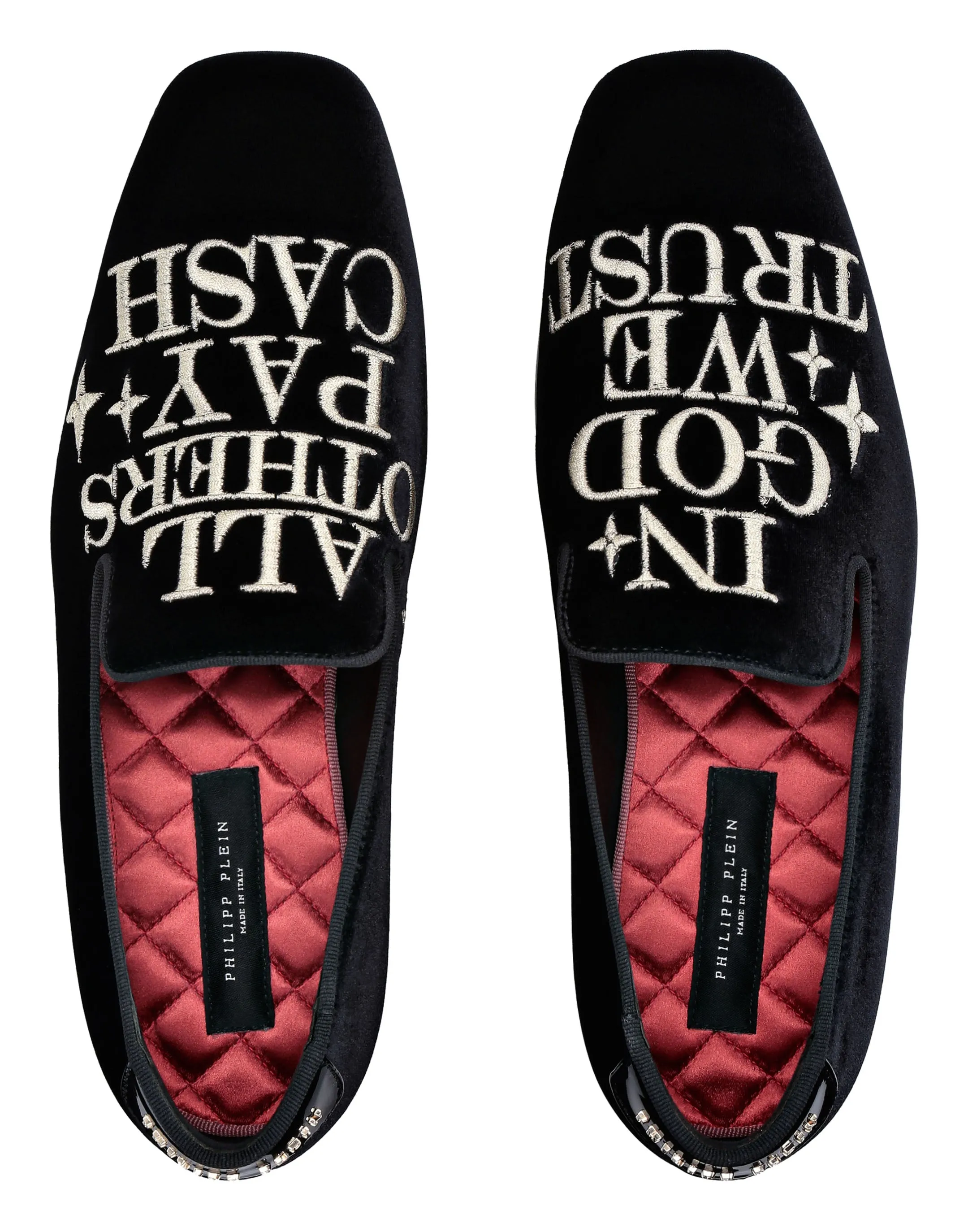 Velvet Loafers Embroidery Money