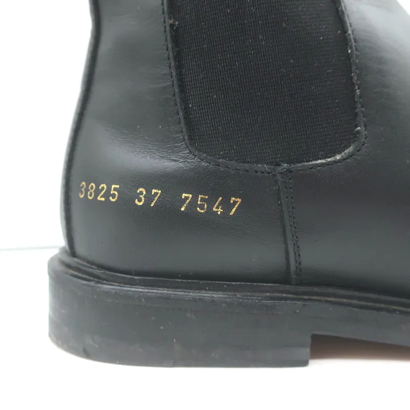 Woman by Common Projects Chelsea Boots Black Leather Size 37 Flat Ankle Boots