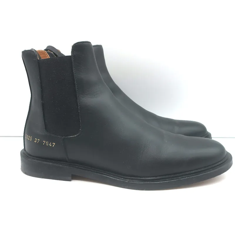 Woman by Common Projects Chelsea Boots Black Leather Size 37 Flat Ankle Boots
