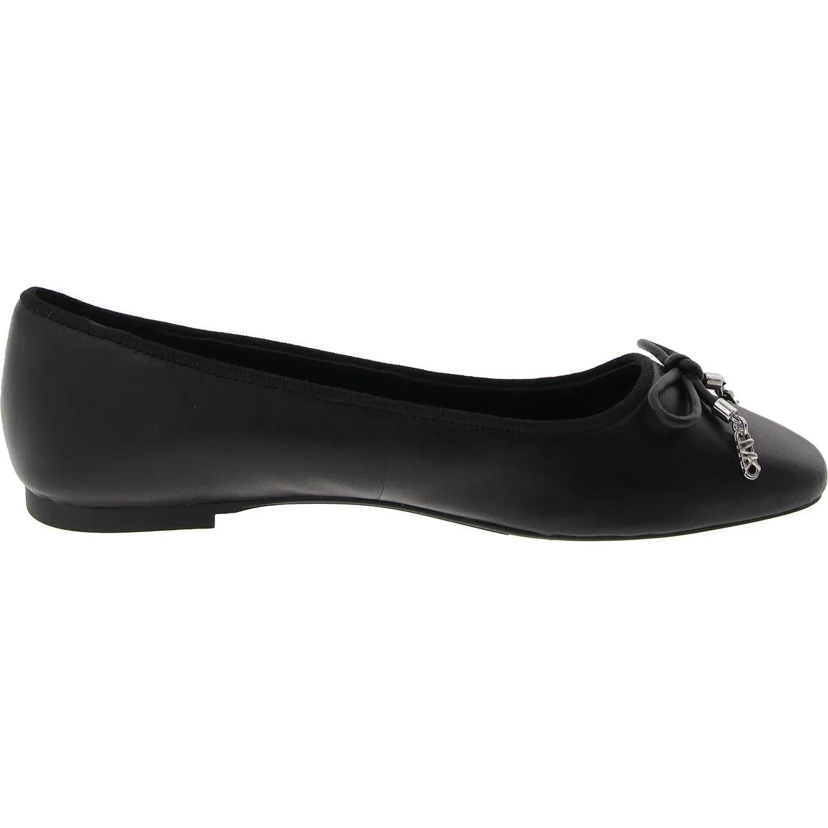 Womens Bow Leather Ballet Flats
