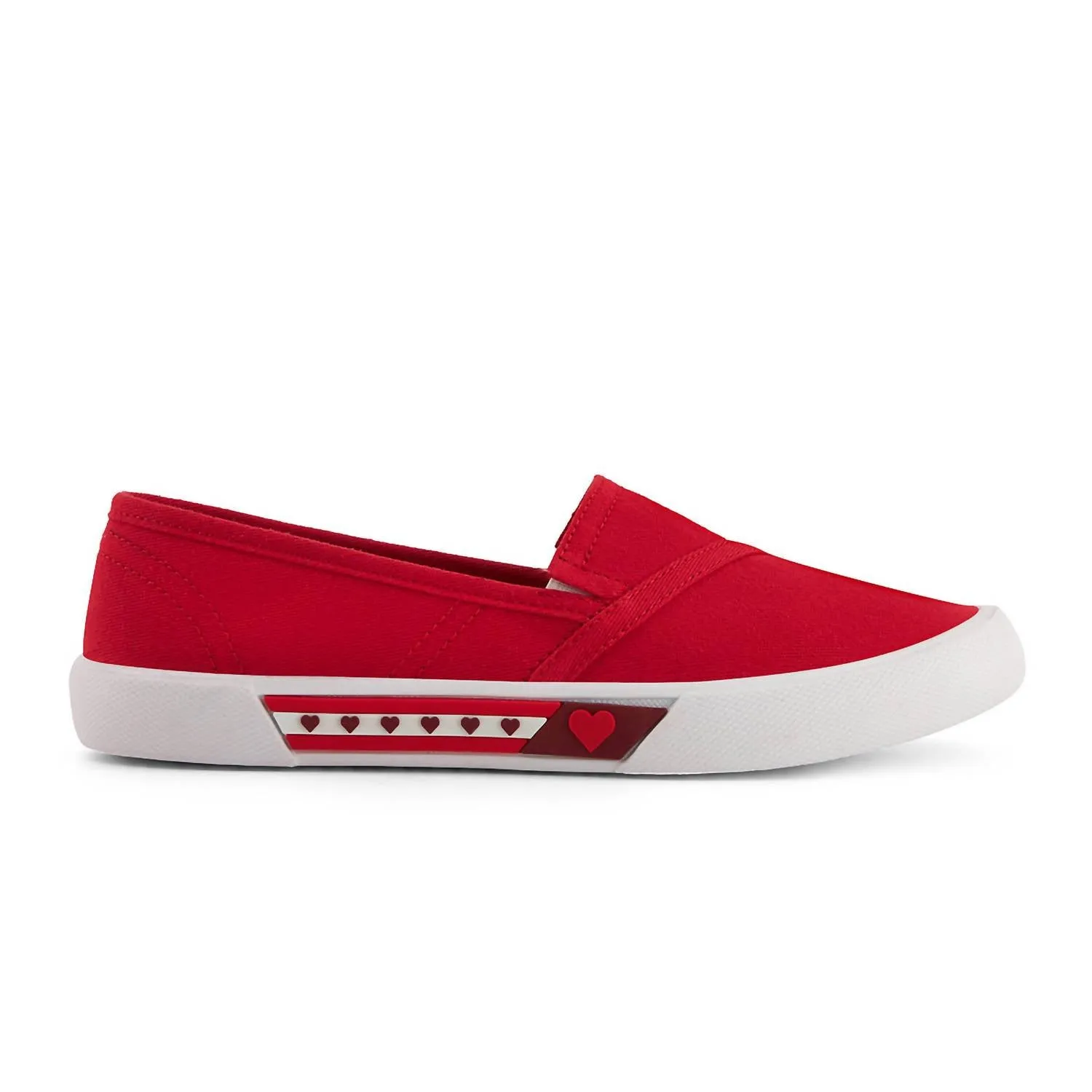 Women's Canvas Flats Hearts In Red