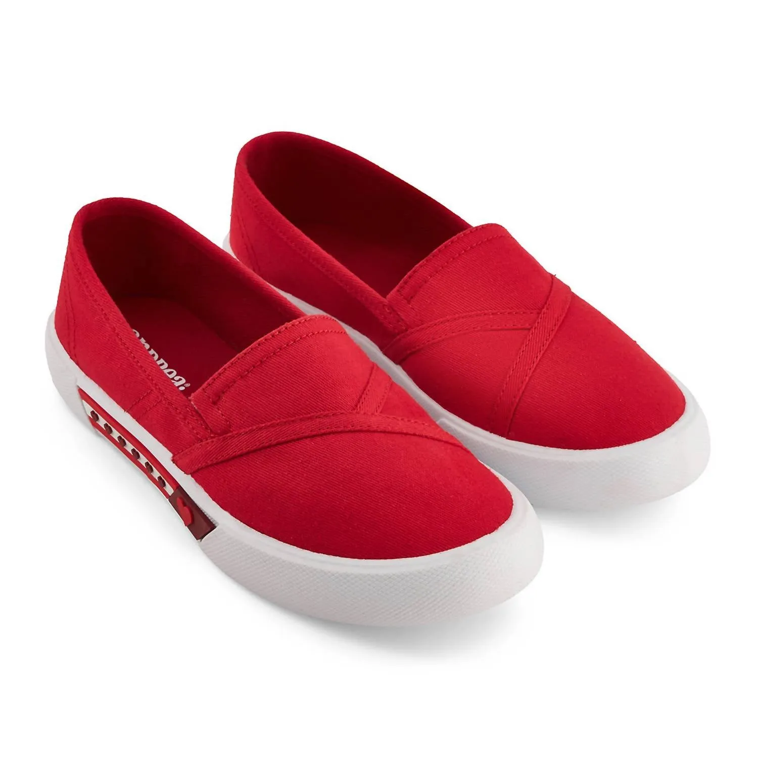 Women's Canvas Flats Hearts In Red