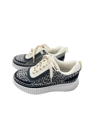 Women's Duchess Crochet Sneaker In Black/beige