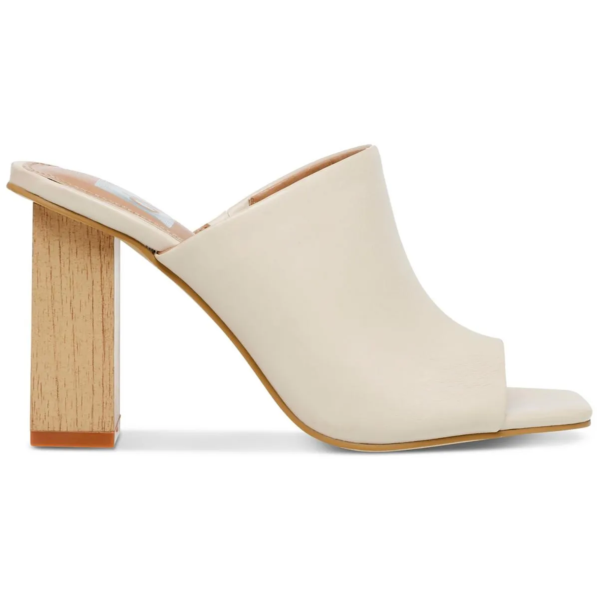 Womens Faux Leather Square Toe Mule Sandals