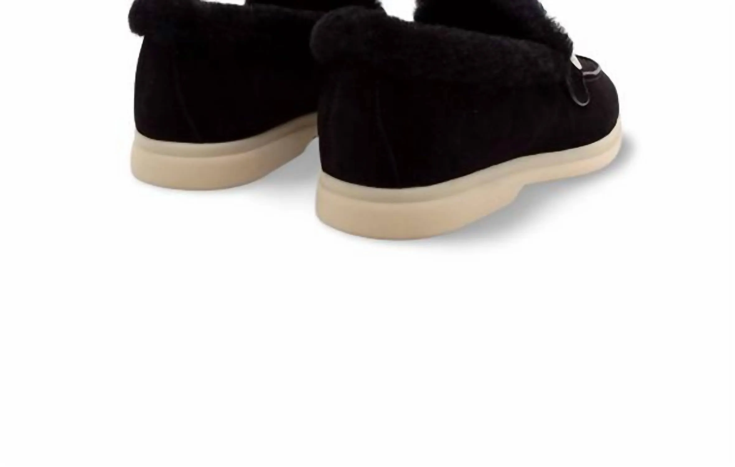Women's Fur Loafer In Black Suede