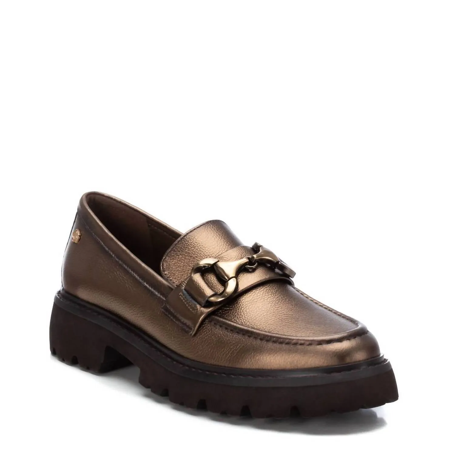 Women's Leather Loafers In Bronze