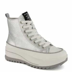 Women's Platform Metallic Sneaker Booties In Silver