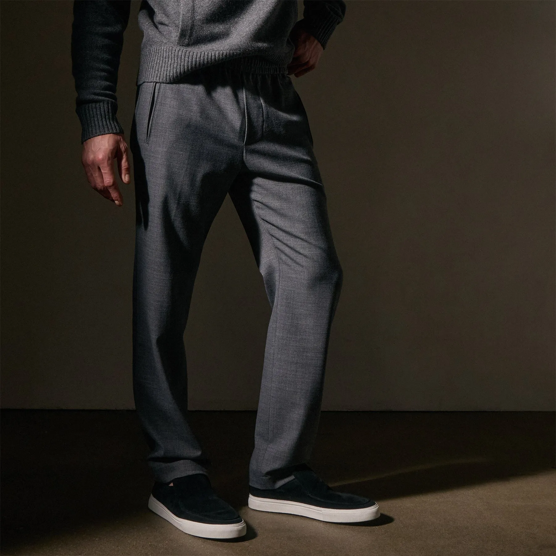 Wool Blend Trouser - Heather Charcoal